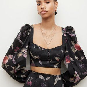 RIA SILK LINEN-BLEND SOLEIL TOP